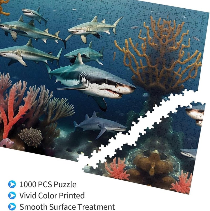 Phayah Sharks Under The Sea 1000 Piece Jigsaw Puzzle For Adults Home Decor 29 5 X 19 7 Inches - Image 2